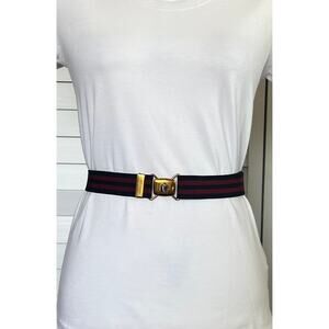 Vintage Stretch Adjustable Red Black Stripe Belt
